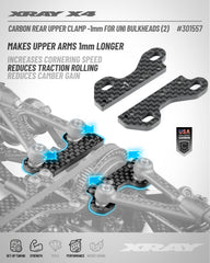 X4 UNIVERSAL CARBON UPPER CLAMP -1MM FOR UNI BULKHEADS (2)