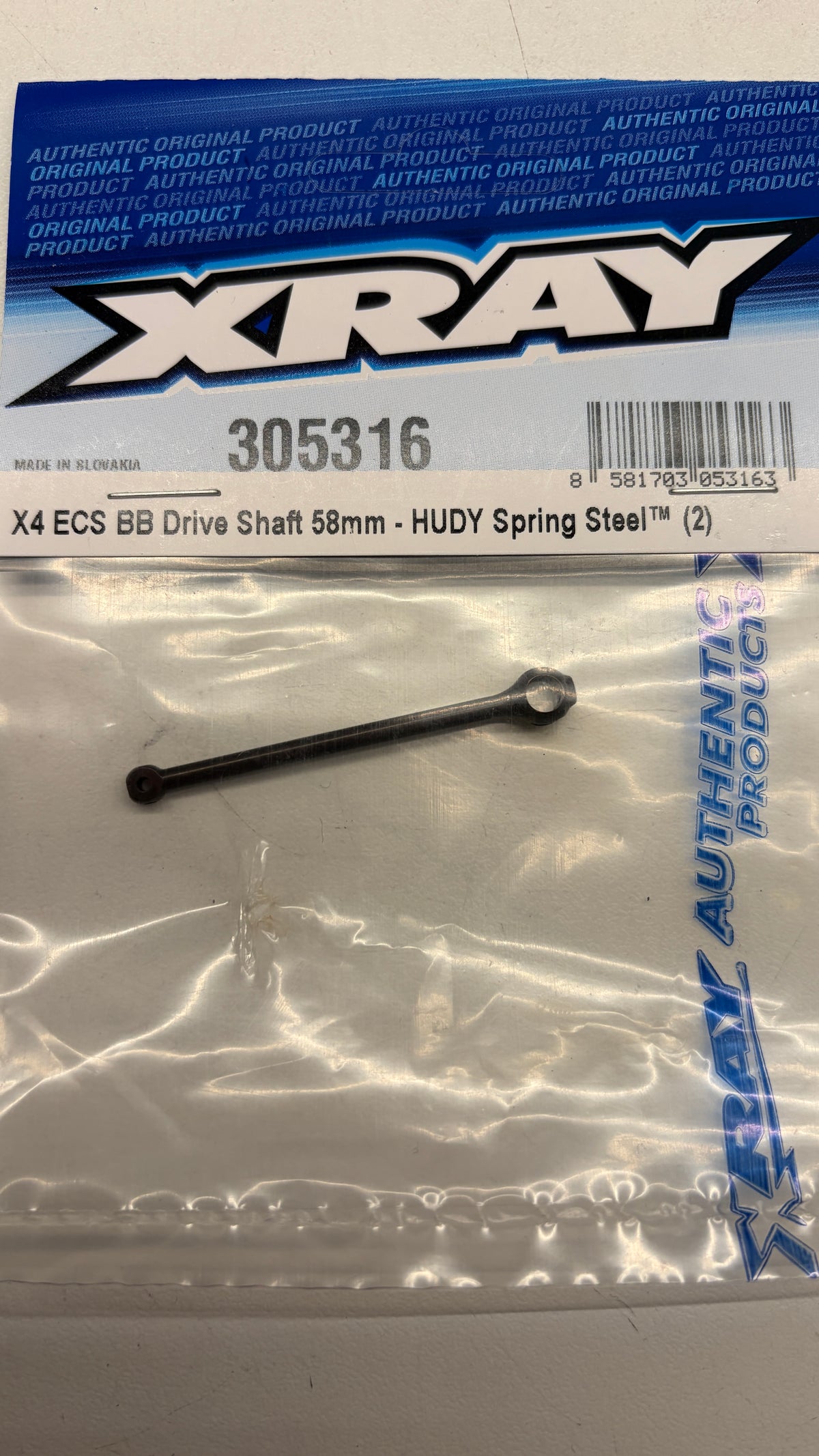X4 ECS BB DRIVE SHAFT 58MM - HUDY SPRING STEEL™ (1) 305316 KUN EN AKSEL