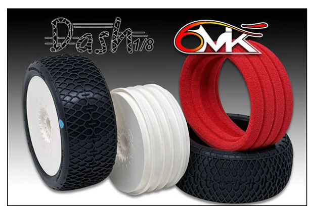 6MIK 1/8 DASH Blue tyres +BLACK Inserts + White Rims / MEGA (Pair)  LIM SELV.