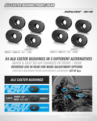 X4 ALU CASTER BUSHING FRONT 3° / REAR 0.5° - 1 DOT (4)